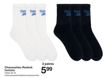 Offre: Chaussettes Reebok homme