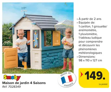 Offre: Maison de jardin 4 Saisons