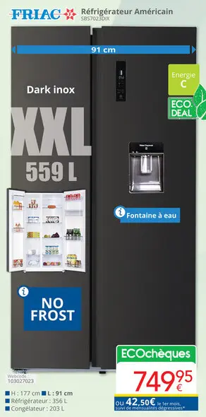 Offre: Réfrigérateur Américain SBS70230IX