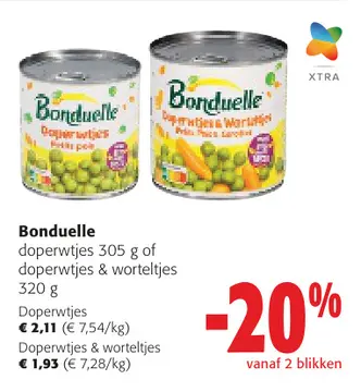 Aanbieding: Bonduelle doperwtjes of doperwtjes & worteltjes