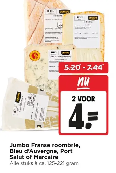 Aanbieding: Franse roombrie, Bleu d'Auvergne, Port Salut of Mercaire