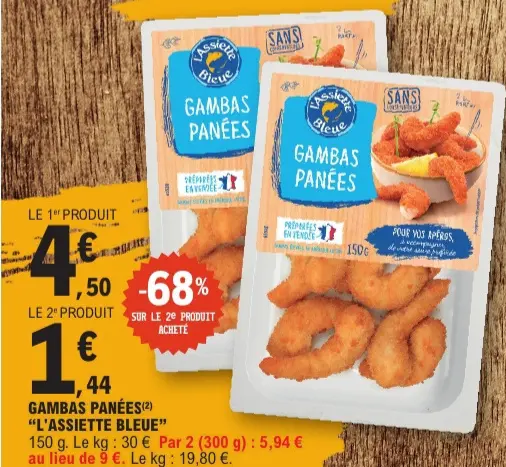 Offre: L'assiette Bleue Gambas Panées