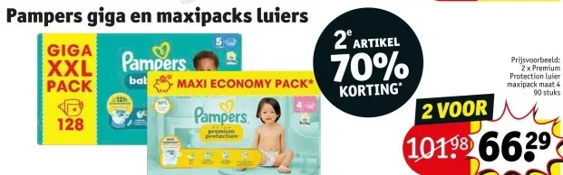 Promotie: Pampers giga en maxipacks luiers
