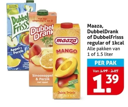 Aanbieding: DubbelDrank of DubbelFrisss regular of 1kcal