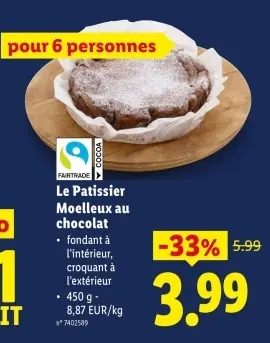 Offre: Moelleux au chocolat