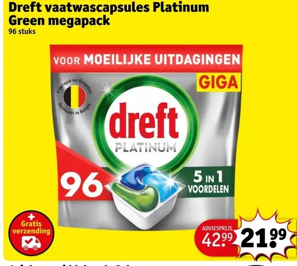 Aanbieding: vaatwascapsules Platinum Green megapack