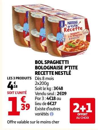 Offre: Bol spaghetti bolognaise p'tite recette