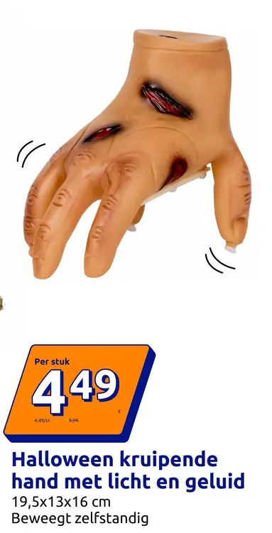 Promotie: Halloween kruipende hand met licht en geluid