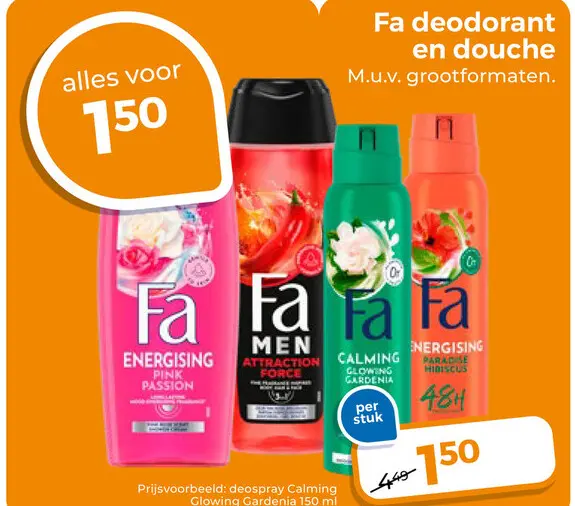 Aanbieding: Fa deodorant en douche