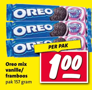 Aanbieding: Oreo mix vanille/framboos