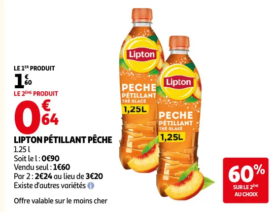 Offre: Lipton pétillant pêche