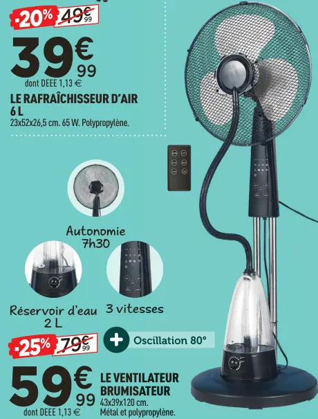 Offre: Ventilateur brumisateur