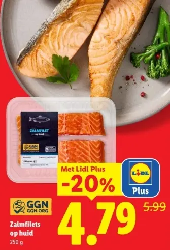 Aanbieding: Zalmfilets op huid