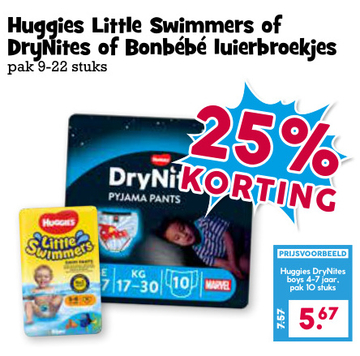Aanbieding: Huggies Little Swimmers of DryNites of Bonbébé luierbroekjes
