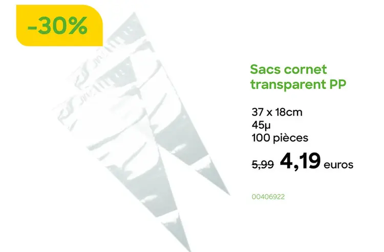 Offre: Sacs cornet transparent PP