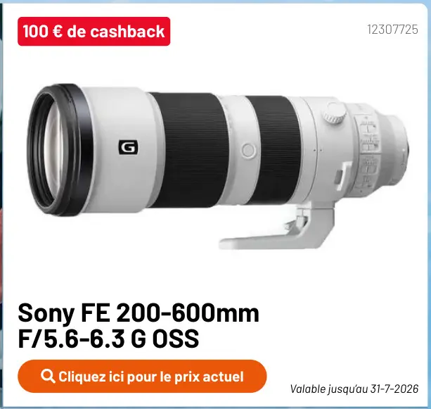 Offre: Sony FE 200-600mm F/5.6-6.3 G OSS