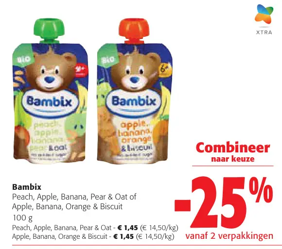 Promotie: Bambix Peach, Apple, Banana, Pear & Oat or Ap
