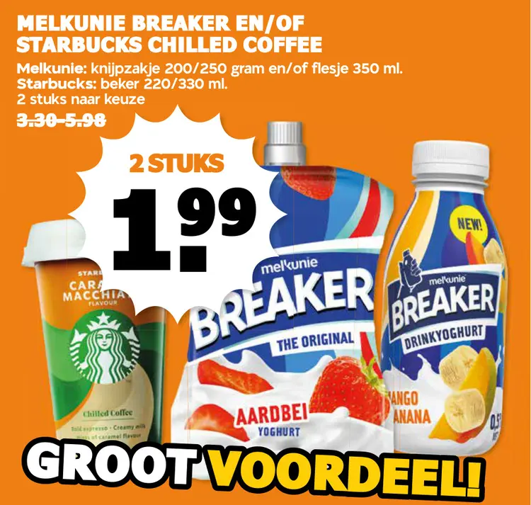 Aanbieding: Melkunie breaker en/of Starbucks chilled coffee