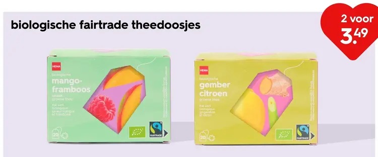 Aanbieding: biologische fairtrade theedoosjes