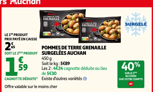 Offre: Pommes de terre grenaille surgelées
