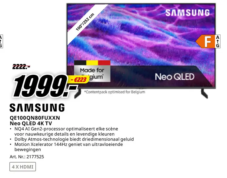 Promotie: QE100QN80FUXXN Neo QLED 4K TV