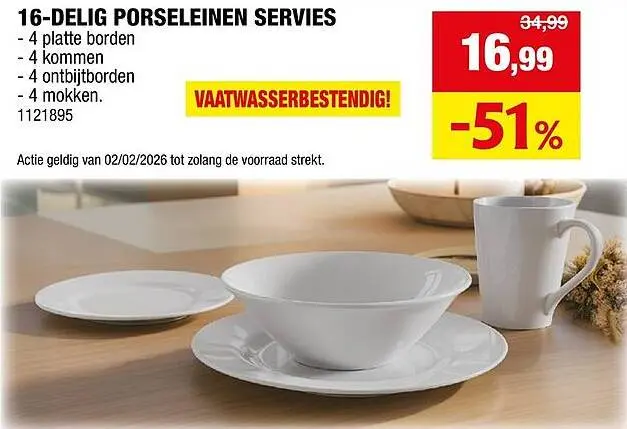Promotie: 16-delig porseleinen servies