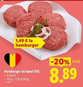 Offre: Hamburger de bœuf XXL