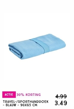 Aanbieding: Travel-/sporthanddoek - blauw - 90x65 cm