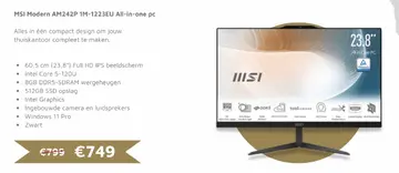 Aanbieding: MSI Modern AM242P 1M-1223EU All-in-one pc