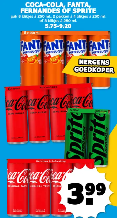 Aanbieding: Coca-cola, Fanta, Fernandes of Sprite