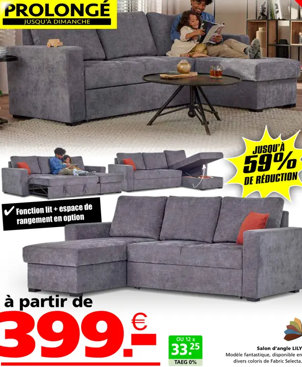Offre: Salon d'angle LILY