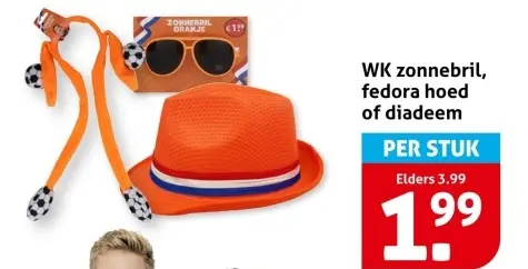 WK zonnebril, fedora hoed of diadeem