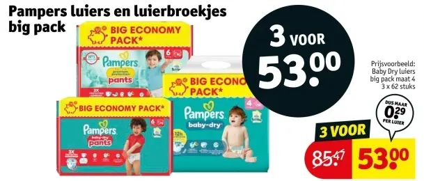 Aanbieding: Pampers luiers en luierbroekjes big pack