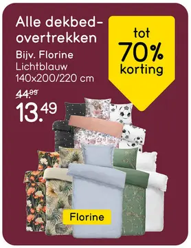 Aanbieding: Dekbedovertrek Florine - lichtblauw - 140x200/220 cm