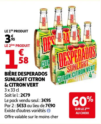 Promotie: Bière sunlight citron & citron ver