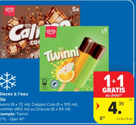 Offre: Glaces à l'eau
