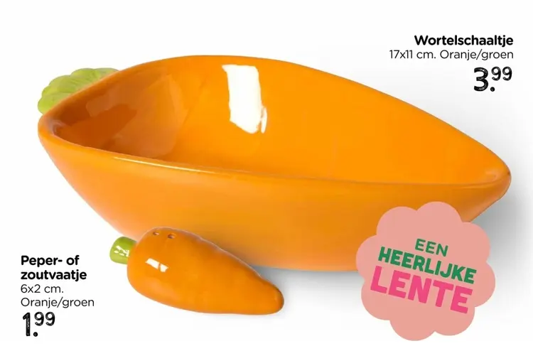 Aanbieding: Wortelschaaltje of peper- of zoutvaatje