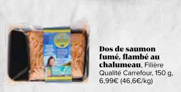 Offre: Dos de saumon fumé, flambé au chalumeau