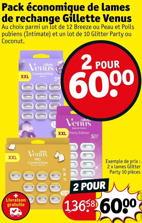 Offre: Lames de rechange Breeze, Peau et Poils pubiens (Intimate) ou Glitter Party