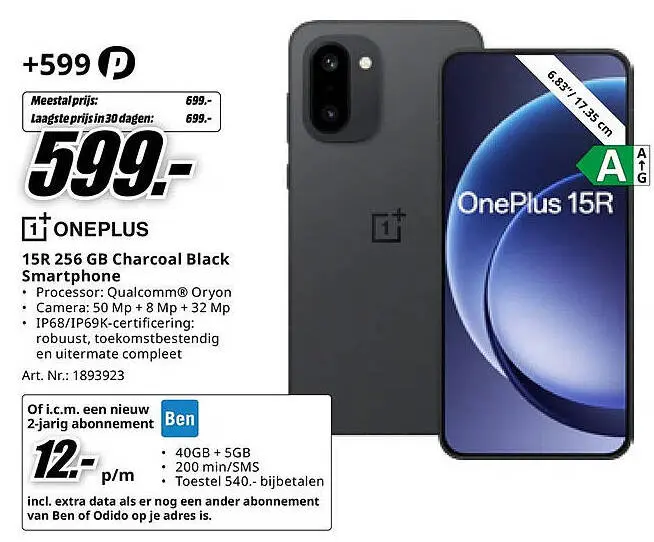 Aanbieding: 15R 256 GB Charcoal Black Smartphone