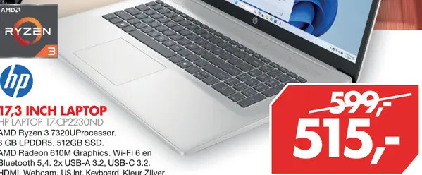 Aanbieding: 17,3 inch laptop HP laptop 17-cp2230nd