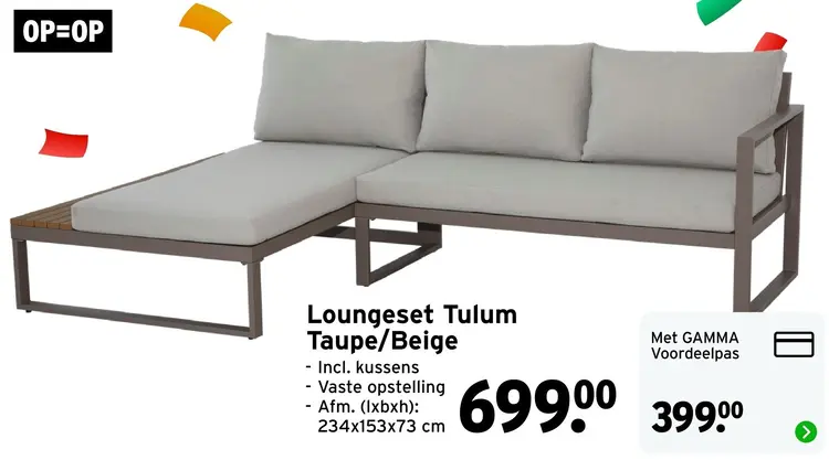 Aanbieding: Loungeset Tulum Taupe/Beige