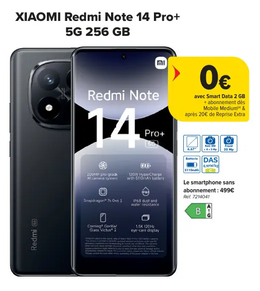Offre: Redmi Note 14 Pro+ 5G 256 GB