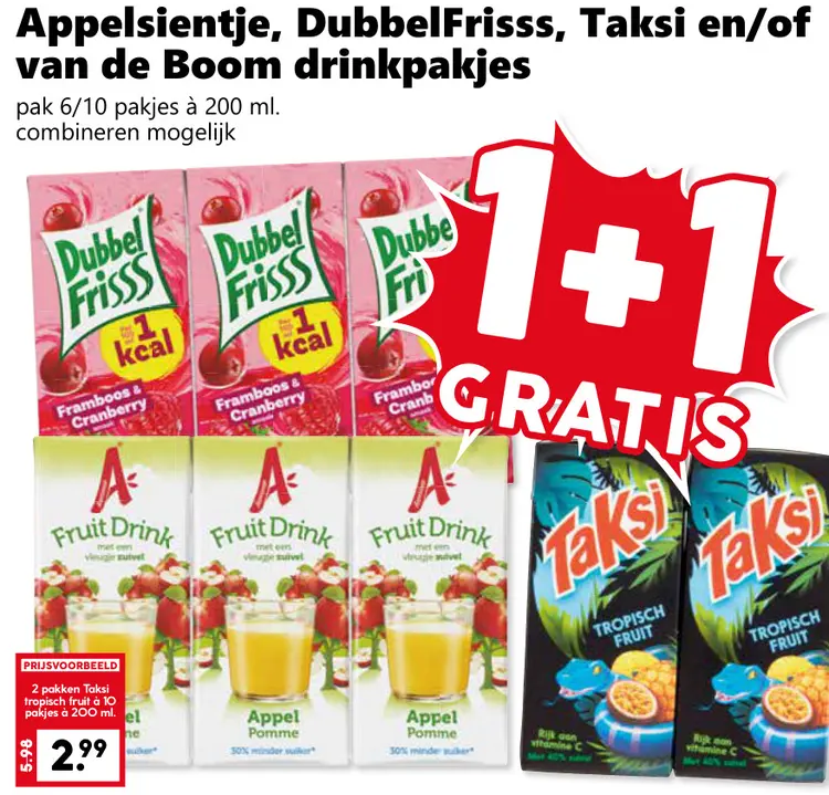 Aanbieding: Appelsientje, DubbelFrisss, Taksi en/of van d