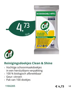 Aanbieding: Reinigingsdoekjes Clean & Shine