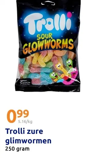 Aanbieding: Trolli zure glimwormen