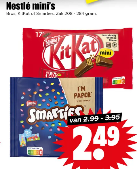 Aanbieding: Bros, KitKat of Smarties