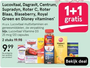 Aanbieding: Lucovitaal, Dagravit, Centrum, Supradyn, Roter C, Roter Blaas, Blaseberry, Royal Green en Disney vitaminen