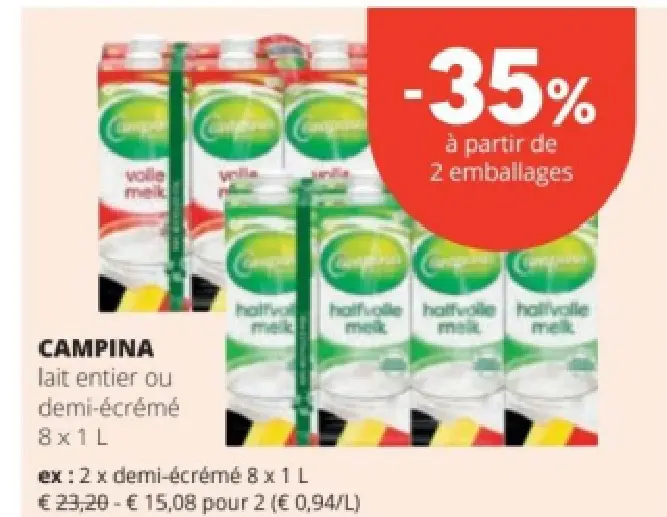 Offre: lait entier ou demi-écrémé