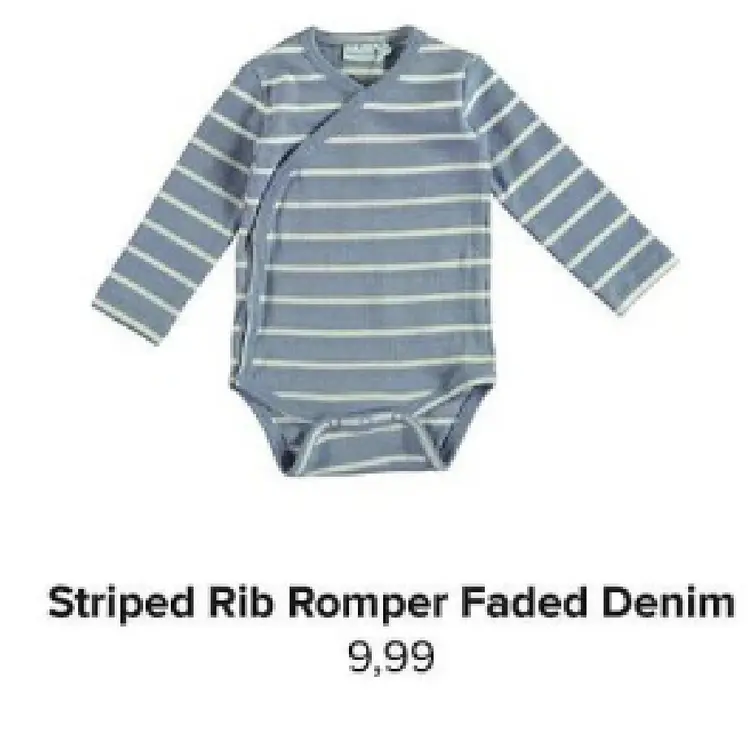 Aanbieding: Striped Rib Romper Faded Denim